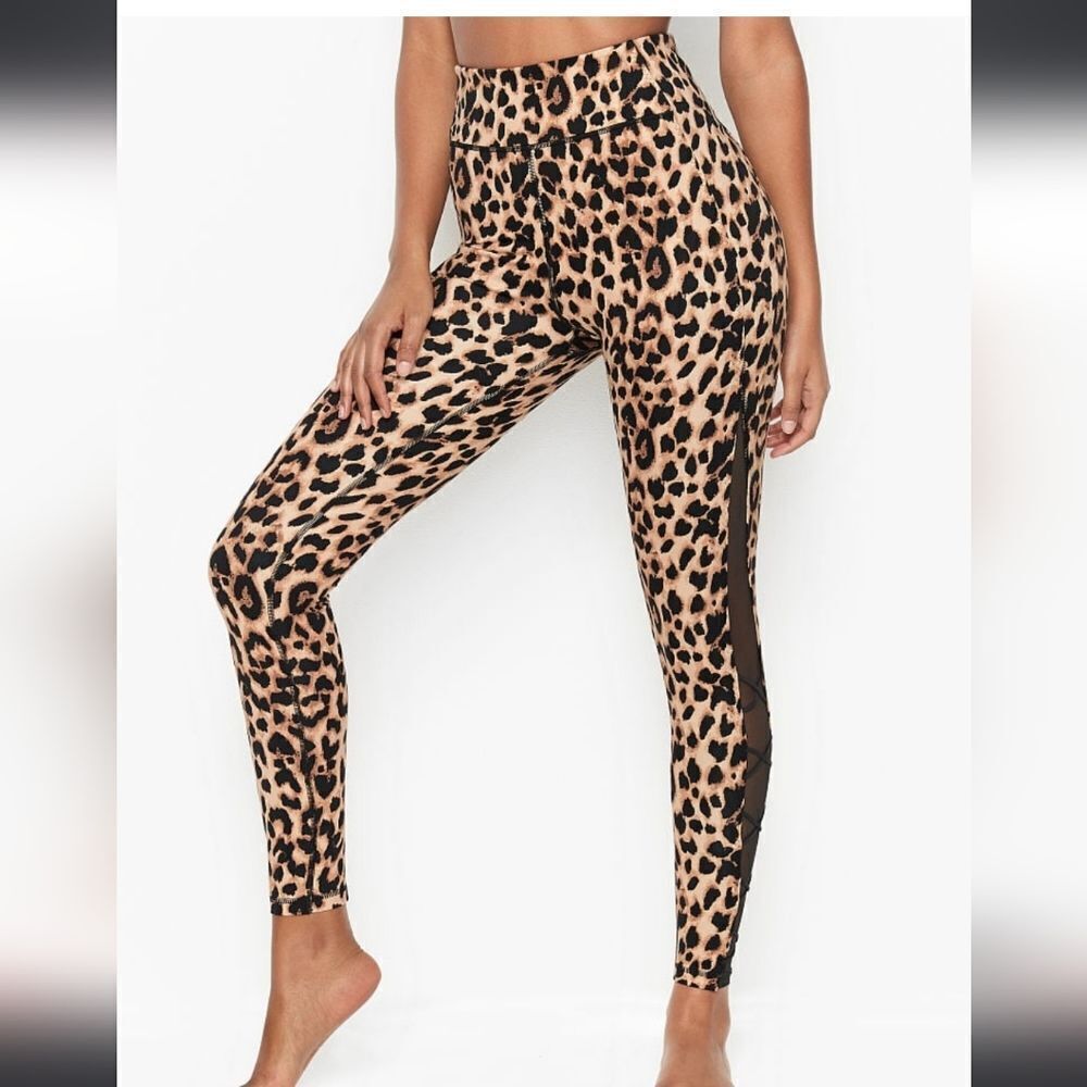 Victoria's Secret Women's lace up leopard Cheetah Print Leggings size 10